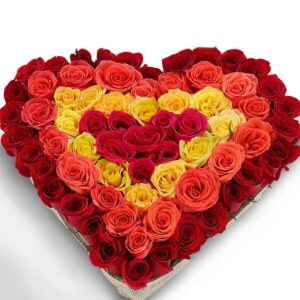 Ramo Corazón Rosas Rojas y otras X 70
