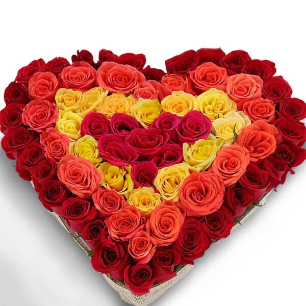 Ramo Corazón Rosas Rojas y otras X 70