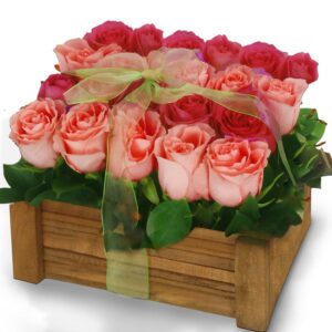 Ramo Rectangular Rosas Rosadas y otras X 24