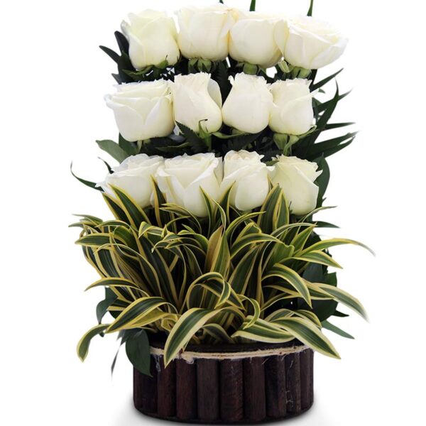 Ramo Redondo(1cara) Rosas Blancas X 12