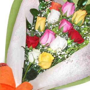 Ramillete Rosas Naranja y otras X 12