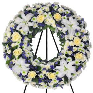 Corona Circular Rosas Blancas y otras X 18