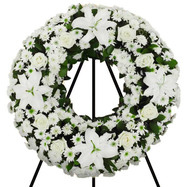 Corona Circular Rosas Blancas y otras X 102