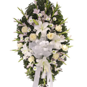 Corona Ovalada Lirios Blancos y otras X 38