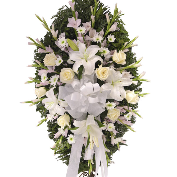 Corona Ovalada Lirios Blancos y otras X 38