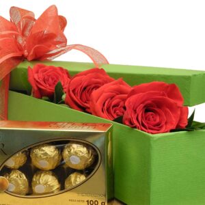Caja Rosas Rojas X 4