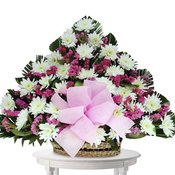 Canasta Triangular Pompones Blancos y otras X 36