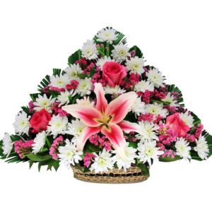 Canasta Triangular Pompones Blancos y otras X 60