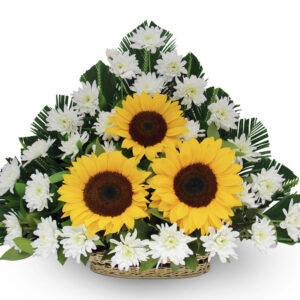Canasta Triangular Pompones Blancos y otras X 60