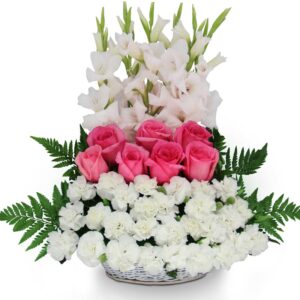 Canasta Triangular Claveles Blancos y otras X 32