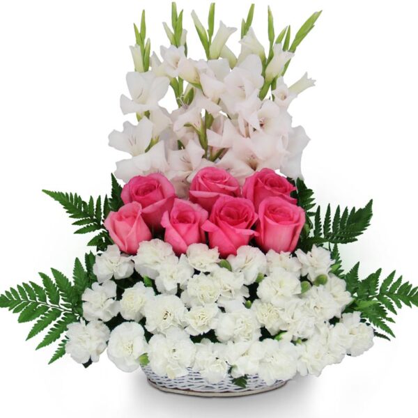 Canasta Triangular Claveles Blancos y otras X 32