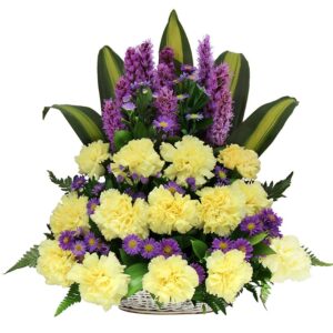 Canasta Triangular Claveles Amarillos y otras X 27